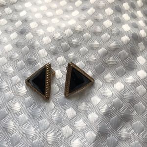 Retro black and gold triangle earrings
